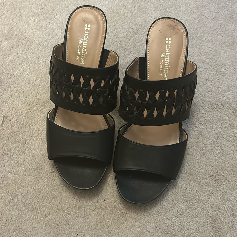 Naturalizer Black Woven Slide Sandals